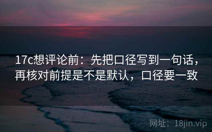 17c想评论前：先把口径写到一句话，再核对前提是不是默认，口径要一致